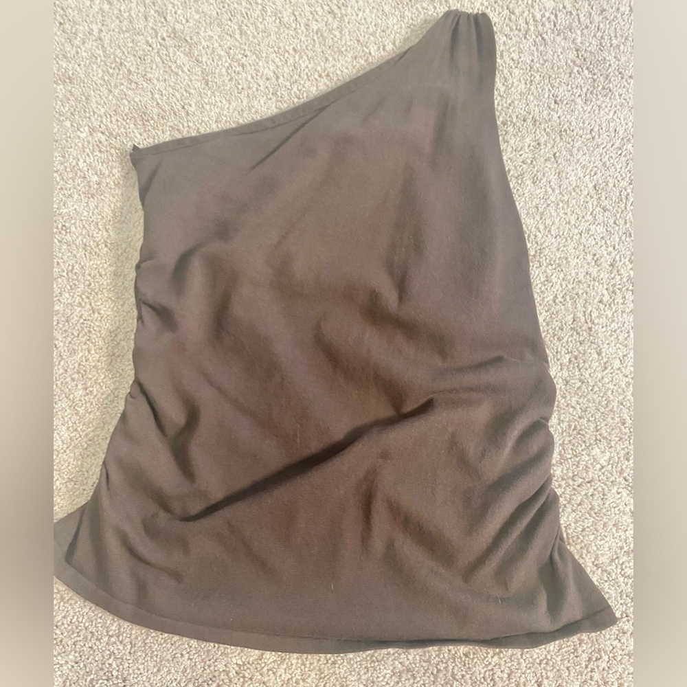 One Shoulder Chocolate Brown Top Large